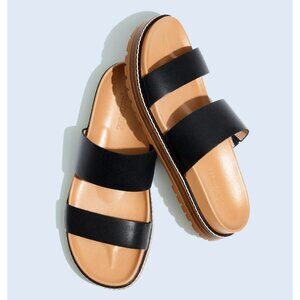 Madewell The Charley Double-Strap Slide Sandal True Black & Tan Womens Size 10